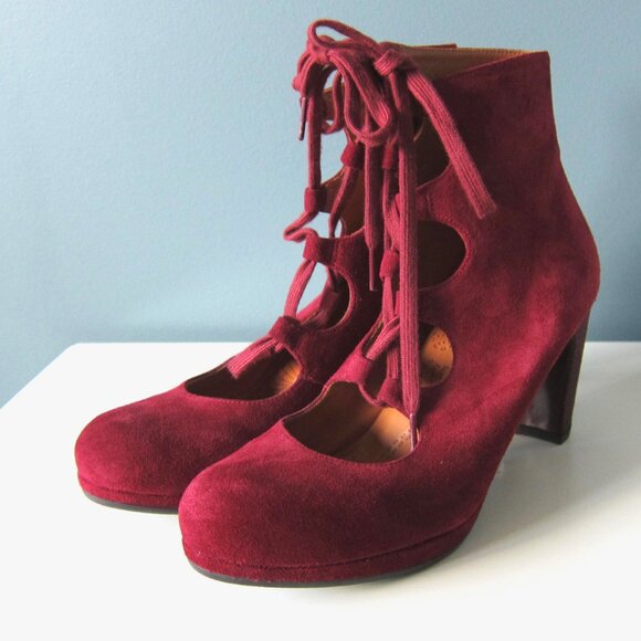 NEW CHIE MIHARA JANET Burgundy Suede Laceup Mid Calf Boots Spain IT 40 - Picture 7 of 8